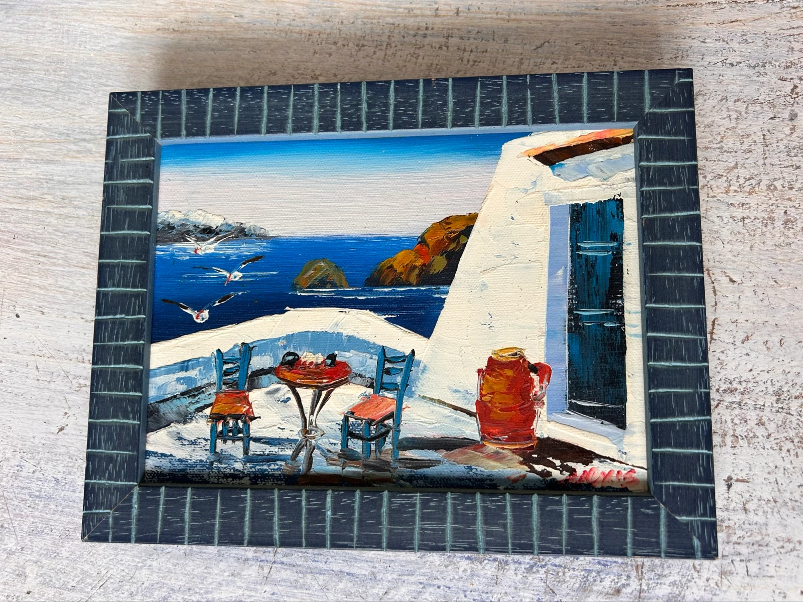Small oil painting on canvas Greek landscape signed Alexis - 21.5 x 16 cm – photo 2